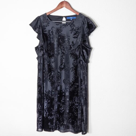 Apt. 9 Women’s Dress Dark Academia Velvet Romantic Noir Burnout Floral Size L - Picture 1 of 8